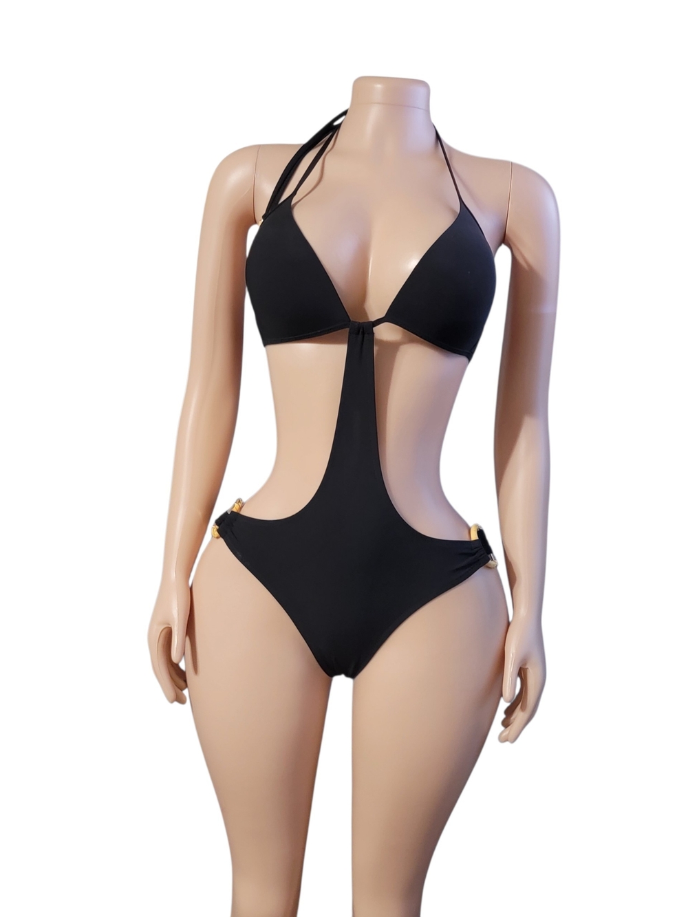 Victoria's Secret Black Cutout Halter Monokini
